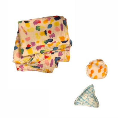 Lovevery peek-a-boo blanket and shapes bean bags - from Explorer Play Kit (Months 9-10)