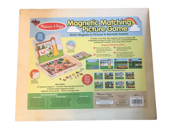 Melissa and Doug Wooden Magnetic Matching Picture Game with 119 Magnets and Scene Cards