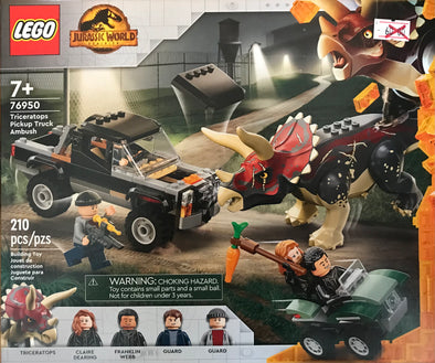 BRAND NEW LEGO Jurassic World Triceratops Dinosaur Pickup Truck Ambush 76950 (210 Pieces)