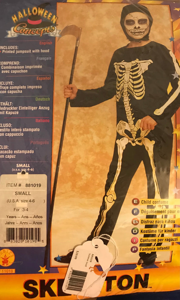 BRAND NEW Skeleton Costume (3-4 years old)