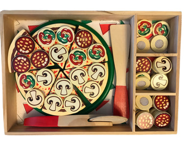 Melissa & Doug Wooden Pizza Play Food Set With 36 Toppings